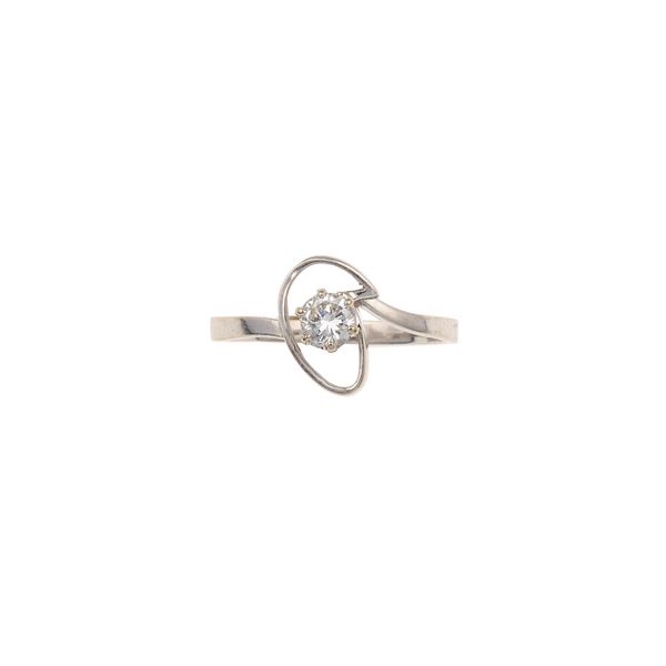 Brilliant-cur diamond and gold ring, with French assay
