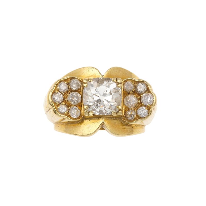 Old-cut diamond and gold ring  - Auction Jewellery, silverware, furnishings, and objets d'art. A charitable bequest. - I - Cambi Casa d'Aste