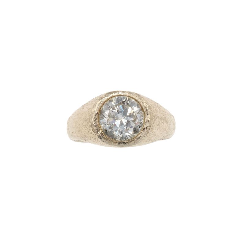 Brilliant-cut diamond and gold ring  - Auction Jewellery, silverware, furnishings, and objets d'art. A charitable bequest. - I - Cambi Casa d'Aste