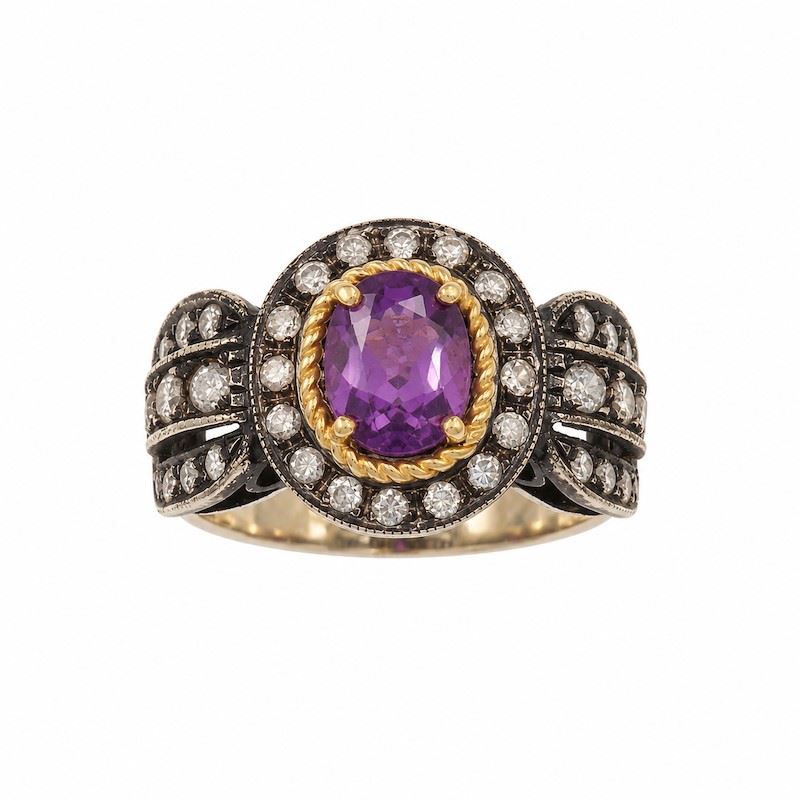 Anello con ametista e piccoli diamanti  - Asta Gioielli, argenti, arredi e oggetti d'arte. Un lascito per finalità benefiche - I - Cambi Casa d'Aste