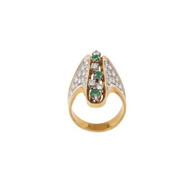 Anello in oro 750/1000 con smeraldi e diamanti
