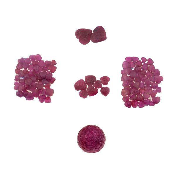Collection of unmounted rubies, of various shapes and treatments, with a total weight of approximately 340.00 carats