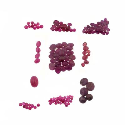 Lotto di rubini, taglio misto, pietre trattate e non (circa tot. 295 ct)