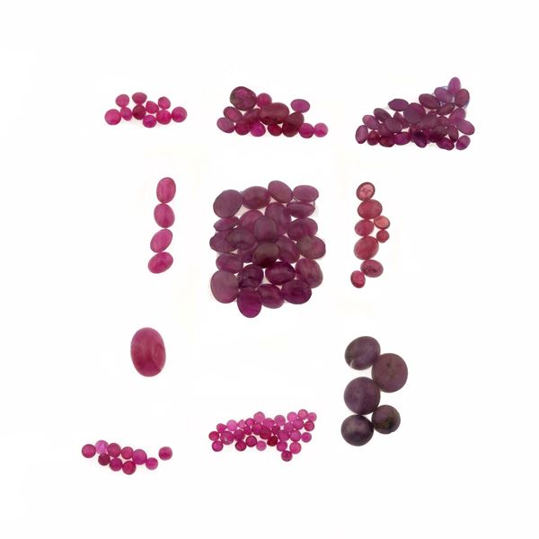 Collection of unmounted rubies, of various shapes and treatments, with a total weight of approximately 295.00 carats