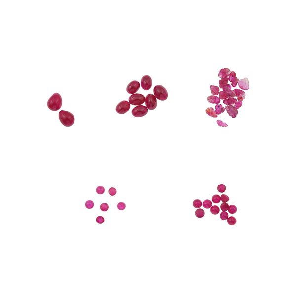 Collection of unmounted rubies, of various shapes and treatments, with a total weight of approximately 480.00 carats
