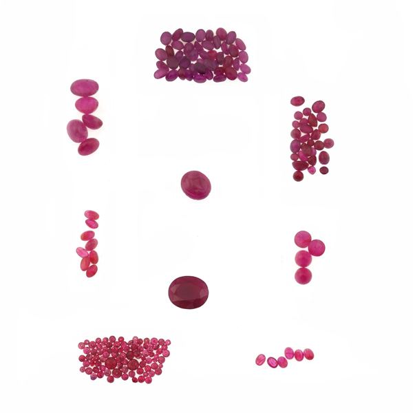 Collection of unmounted rubies, of various shapes and treatments, with a total weight of approximately 90.00 carats