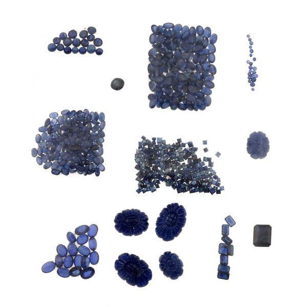 Collection of unmounted sapphires, of various shapes and treatments, with a total weight of approximately 250.00 carats