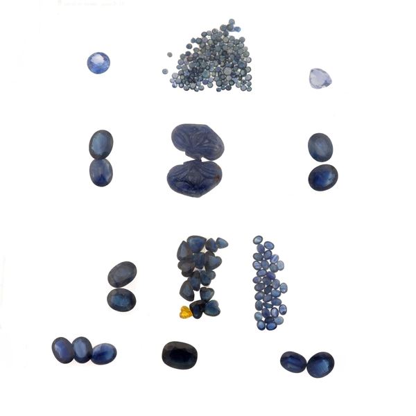 Collection of unmounted sapphires, of various shapes and treatments, with a total weight of approximately 265.00 carats