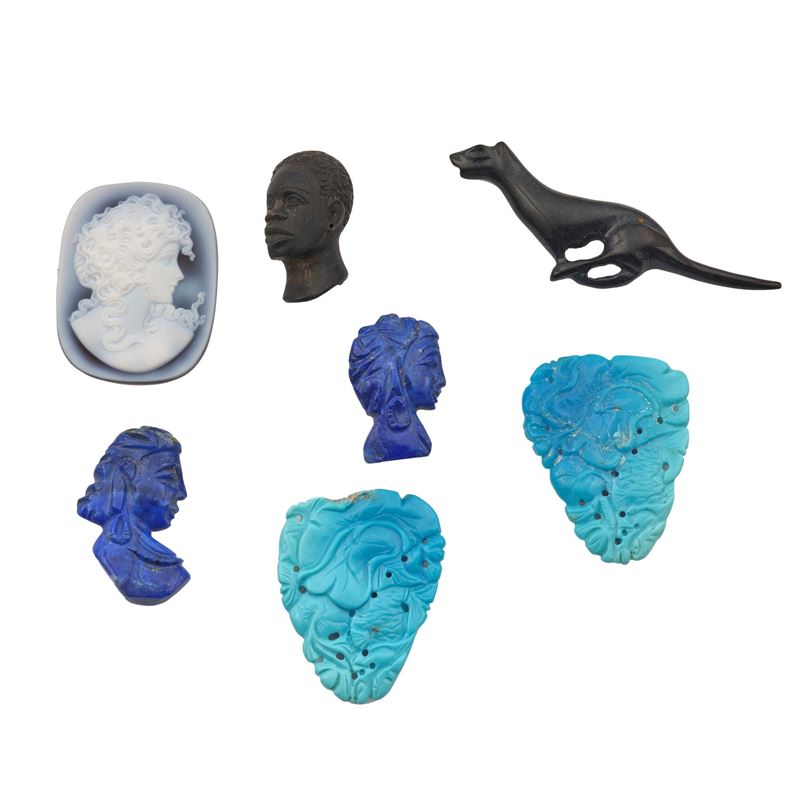 Group of carved gemstones  - Auction Jewellery, silverware, furnishings, and objets d'art. A charitable bequest. - I - Cambi Casa d'Aste
