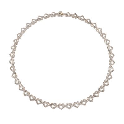 Girocollo a cuori, montatura in oro bianco 750/1000 con diamanti