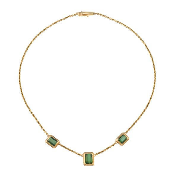 Tourmaline and gold necklace