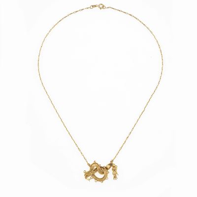 Oro giallo 750/1000, catenina con pendente