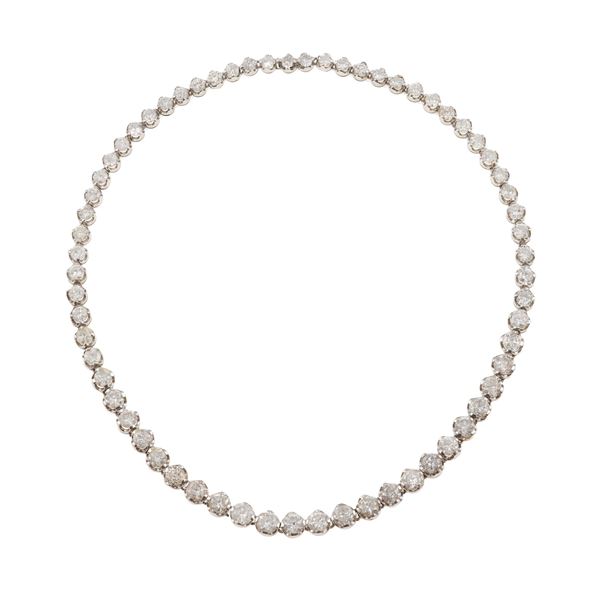 Diamond and gold line necklace