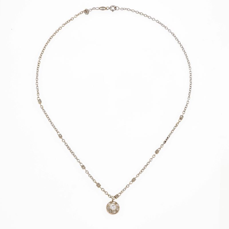 Little diamond and gold necklace  - Auction Jewellery, silverware, furnishings, and objets d'art. A charitable bequest. - I - Cambi Casa d'Aste