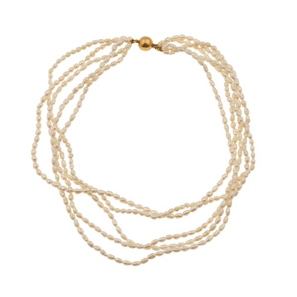 Freshwater pearl and gold necklace