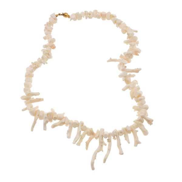 White coral and gold necklace