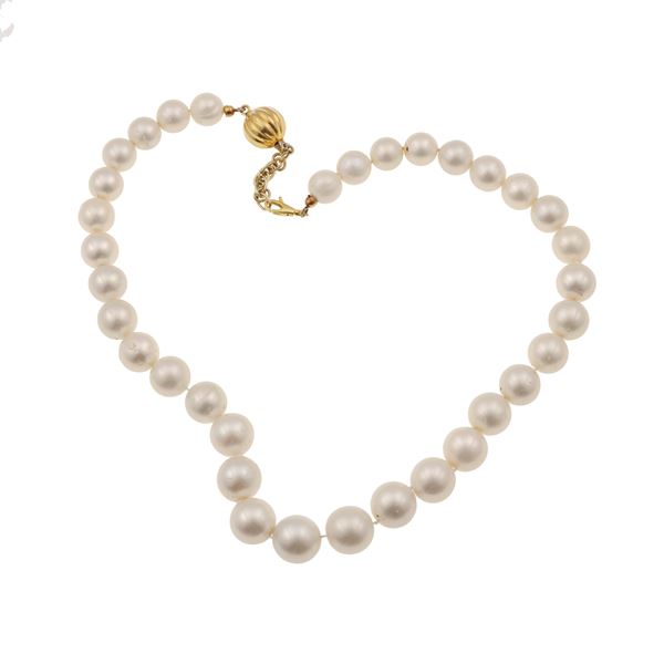 Australian cultured pearl, gold and silver necklace