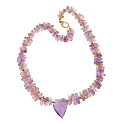 Collana con quarzo e ametista, montatura in argento 925