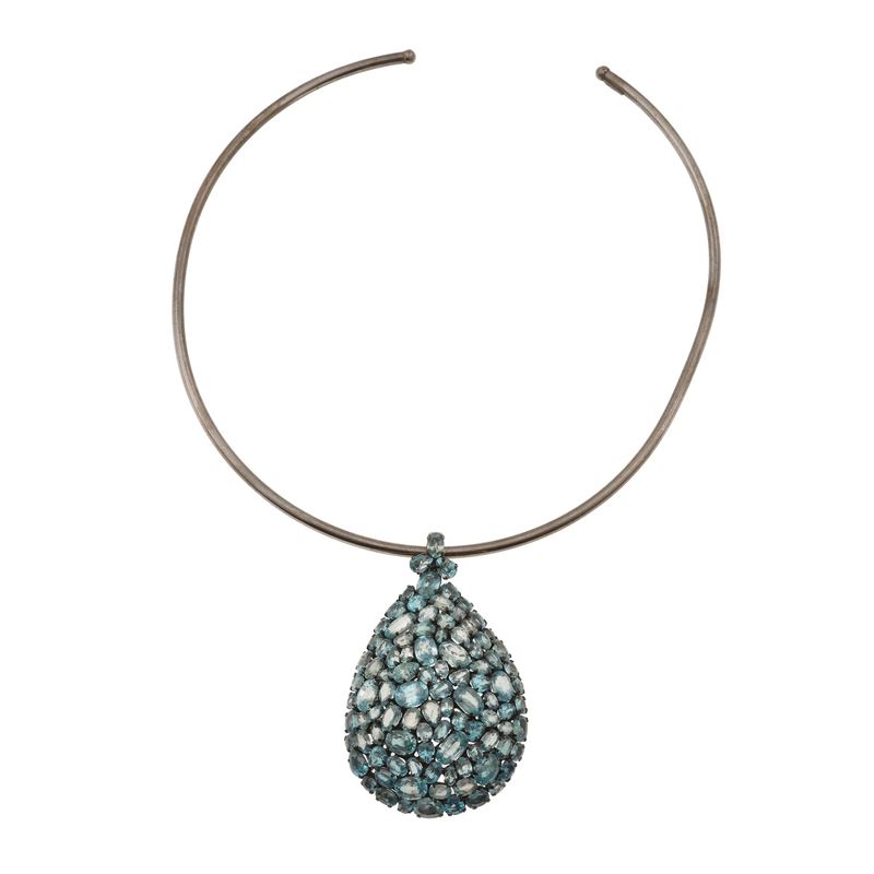 Zircon and silver necklace  - Auction Jewellery, silverware, furnishings, and objets d'art. A charitable bequest. - I - Cambi Casa d'Aste