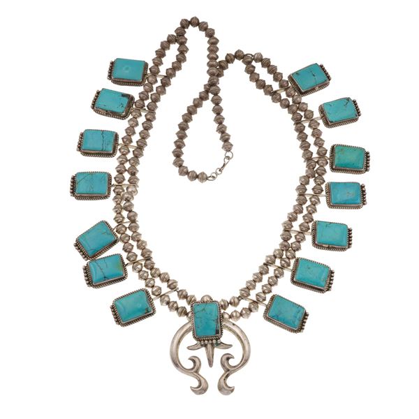 Turquoise and silver necklace