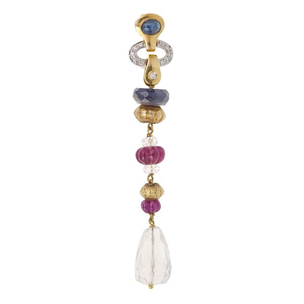 Gem-set, diamond and gold pendant