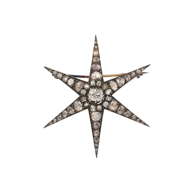 Old-cut diamond, silver and gold brooch  - Auction Jewellery, silverware, furnishings, and objets d'art. A charitable bequest. - I - Cambi Casa d'Aste