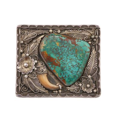 Fibbia con turchese e artiglio, argento 925
