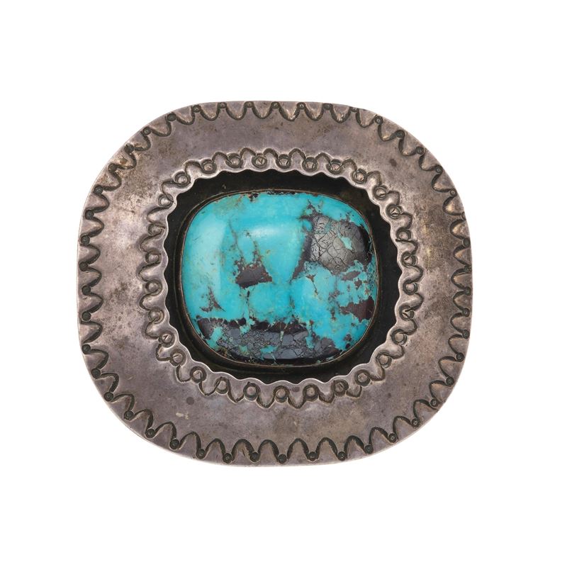 Turquoise and silver buckle  - Auction Jewellery, silverware, furnishings, and objets d'art. A charitable bequest. - I - Cambi Casa d'Aste