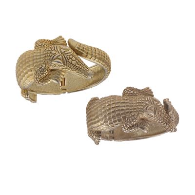 Bracciali in argento 925 a motivo “coccodrillo”, chiusura a molla