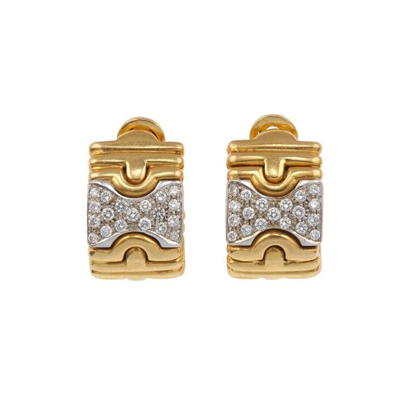 Pair of diamond and gold earrings