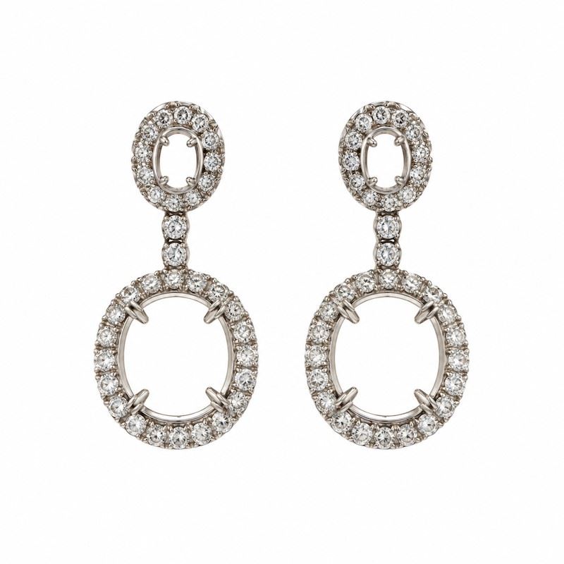 Diamond-set gold earrings mounts  - Auction Jewellery, silverware, furnishings, and objets d'art. A charitable bequest. - I - Cambi Casa d'Aste