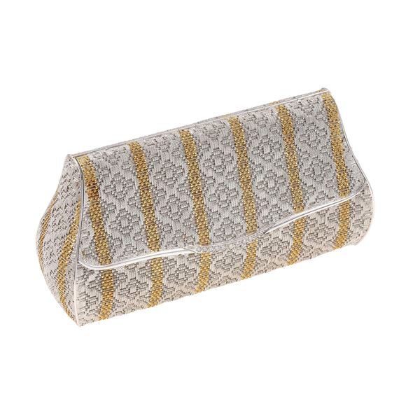 Gold and diamond evening bag. Fitted case signed Zendrini