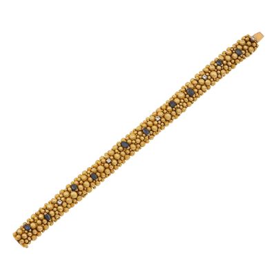 Bracciale in oro giallo 750/1000 con zaffiri e piccoli diamanti