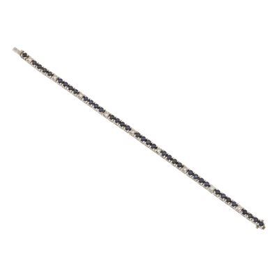Bracciale tennis in oro bianco 750/1000 con zaffiri e diamanti