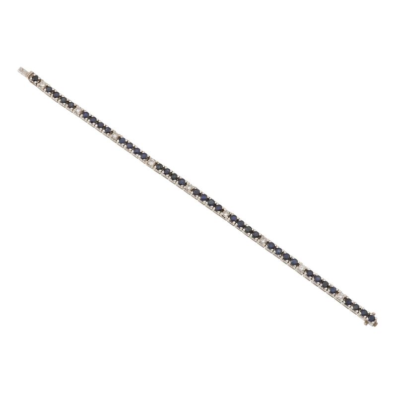 Sapphire, diamond and gold line bracelet  - Auction Jewellery, silverware, furnishings, and objets d'art. A charitable bequest. - I - Cambi Casa d'Aste