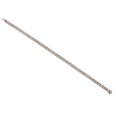 Bracciale tennis in oro bianco 750/1000 con diamanti taglio brillante, tot. ca. ct 3.30