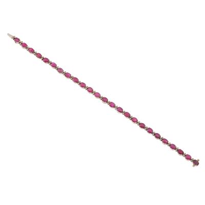 Bracciale in oro bianco 750/1000 con rubini e piccoli diamanti