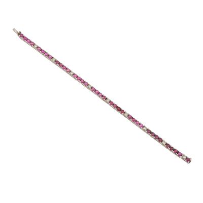 Bracciale tennis in oro bianco 750/1000 con rubini e diamanti
