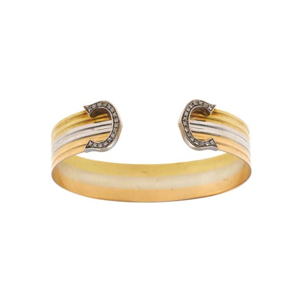 Three color gold and diamond bracelet