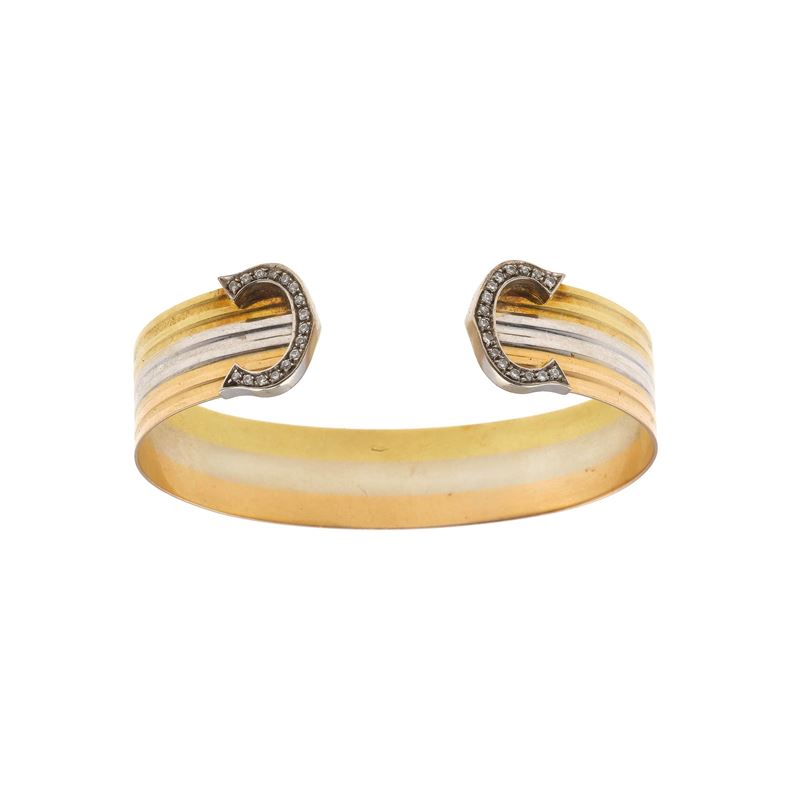 Three color gold and diamond bracelet  - Auction Jewellery, silverware, furnishings, and objets d'art. A charitable bequest. - I - Cambi Casa d'Aste