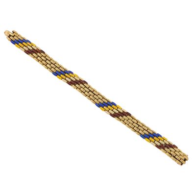 Bracciale in oro giallo 750/1000 a maglie rettangolari con smalti policromi