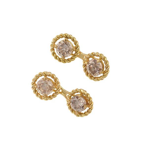 Pair of diamond and gold cufflinks