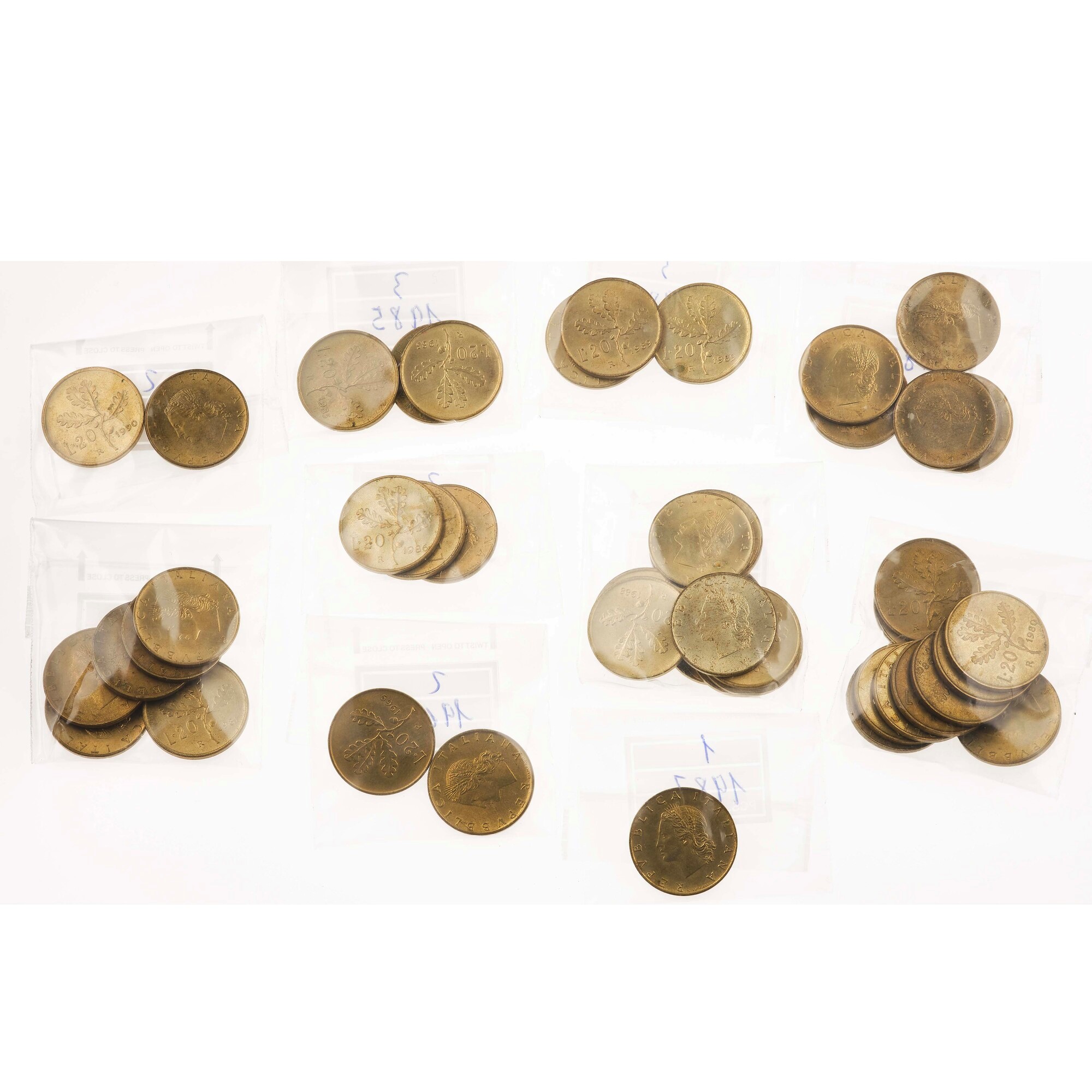 Monete varie, metallo fuori corso e 14 monete da 500 lire italiane in argento (titolo 925)