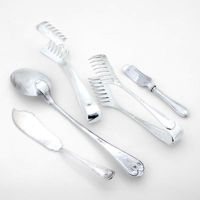 Metallo argentato e argento, Servizio di posateria (XX secolo)