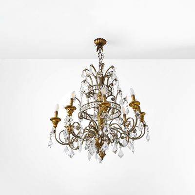 Lampadario a gocce a otto luci, XX secolo