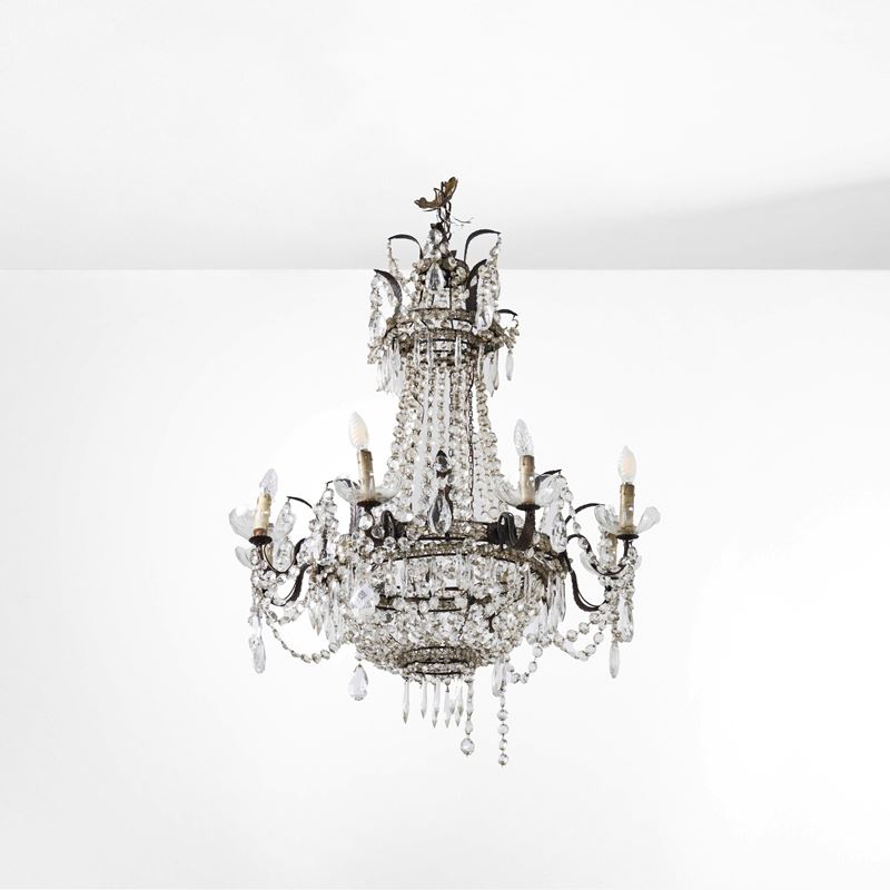 Lampadario a mongolfiera a gocce. XX secolo  - Auction Artworks, Furniture and Works of Art. A charitable bequest - II - Cambi Casa d'Aste