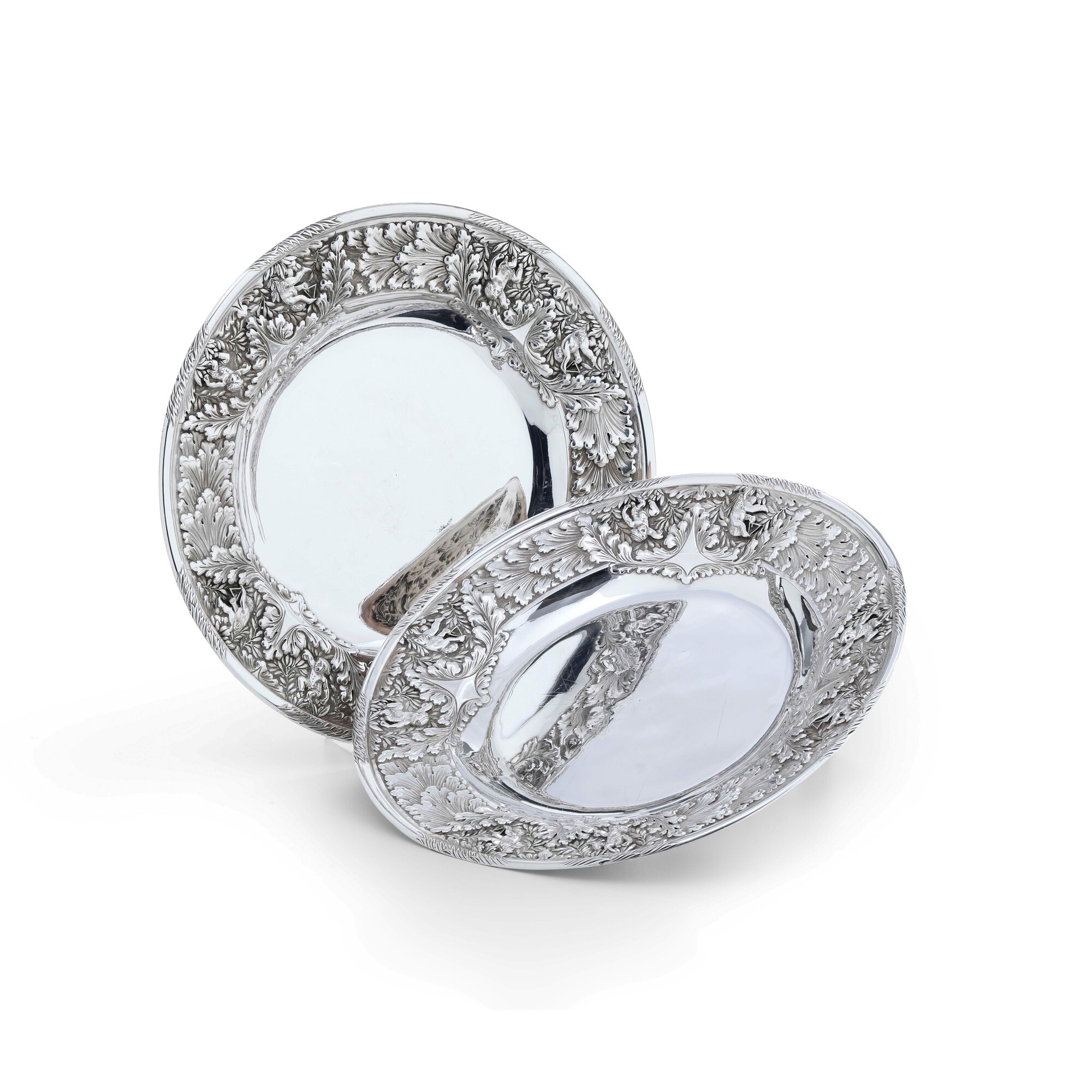 Mappin & Webb, Coppia di piatti commemorativi in argento 925