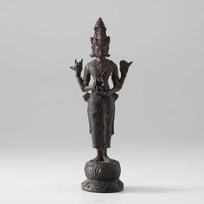 Figura di Buddha, metallo brunito, India, XX secolo