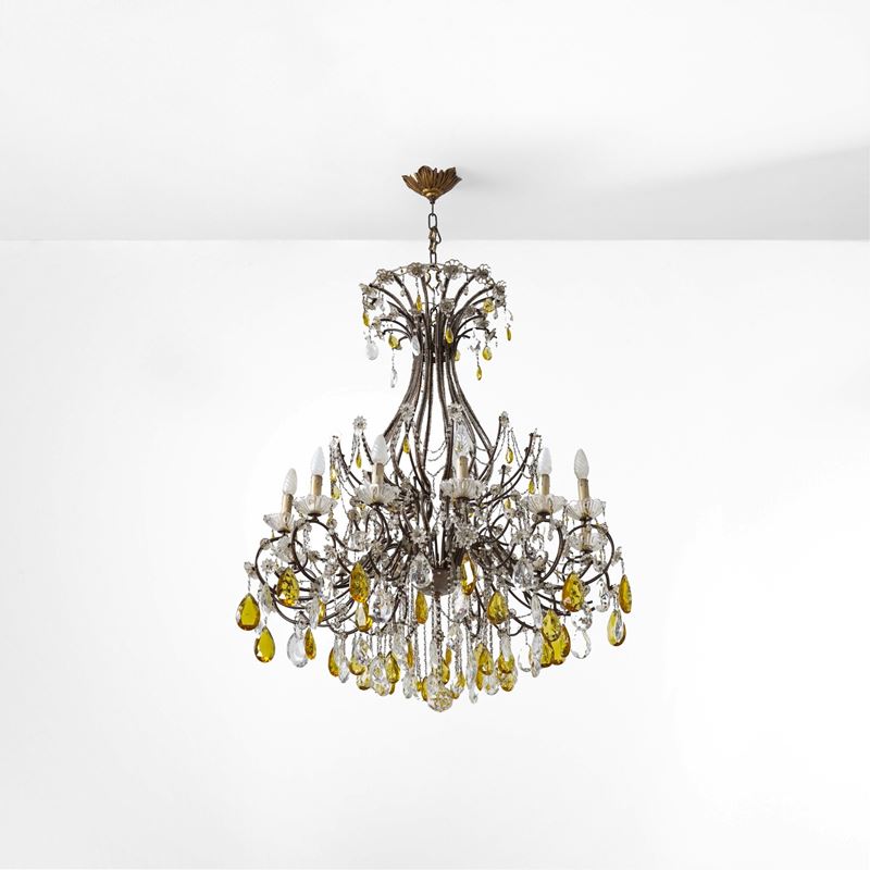 Lampadario a gocce. XX secolo  - Auction Jewellery, silverware, furnishings, and objets d'art. A charitable bequest. - I - Cambi Casa d'Aste