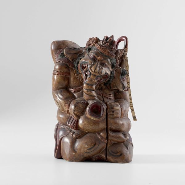 Figura in legno raffigurante Ganesh, India, XX secolo